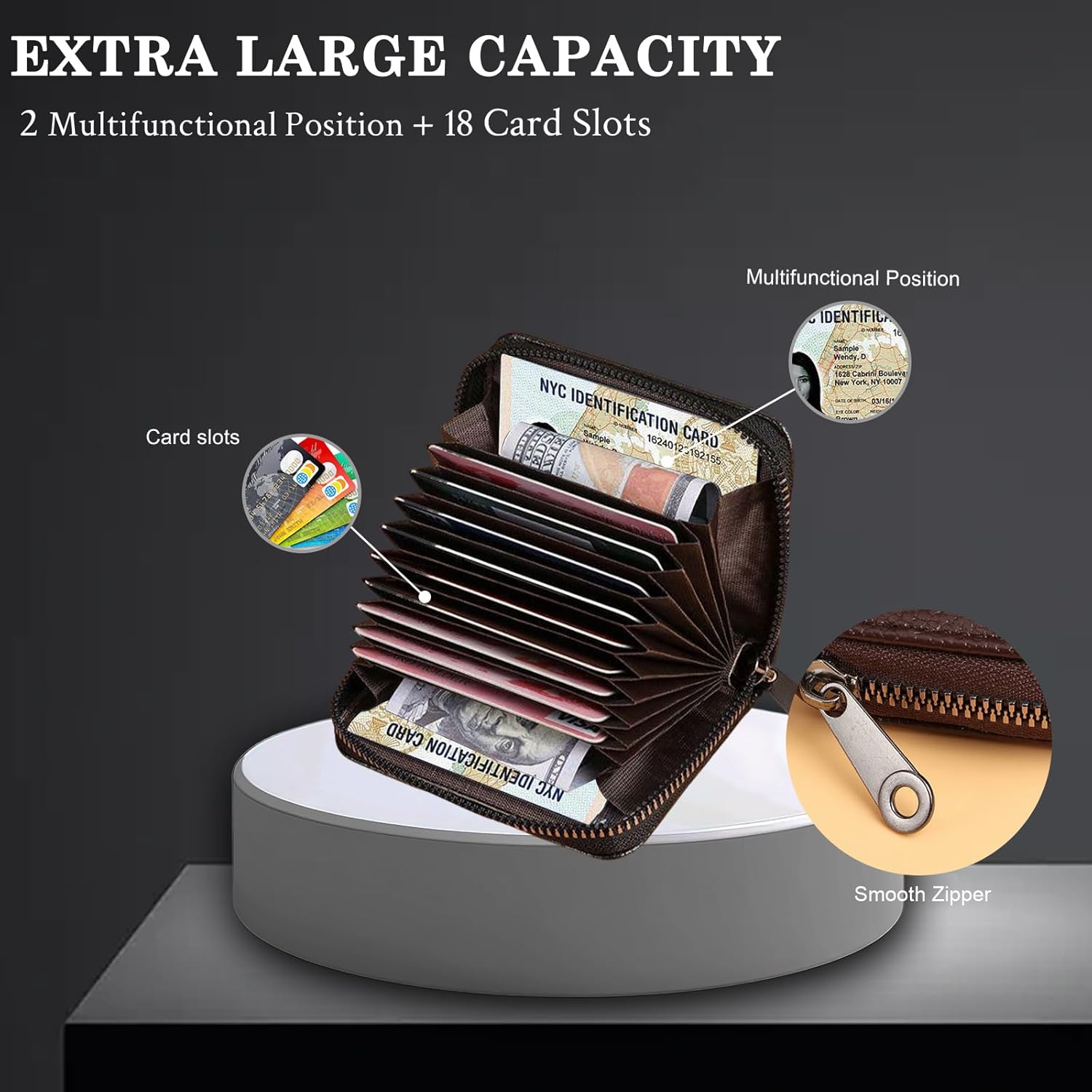 Genuine Leather Zipper Coin Purse – Compact Multi-Card Wallet for Men and Women