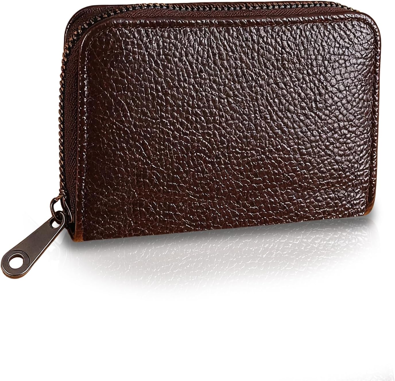 Genuine Leather Zipper Coin Purse – Compact Multi-Card Wallet for Men and Women