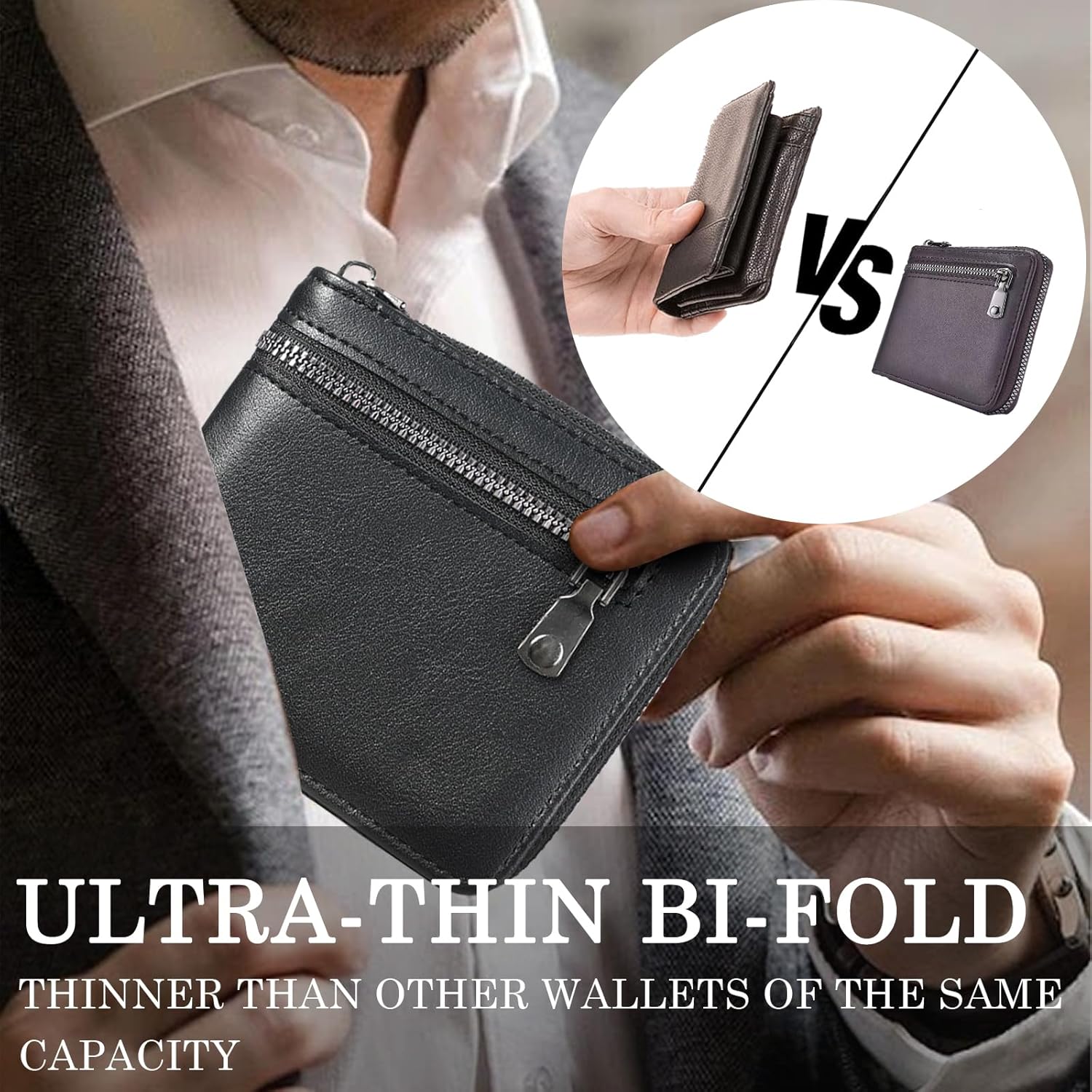 Vintage Genuine Leather Zipper Wallet – Compact & Multi-functional Coin and Card Holder for Men and Women