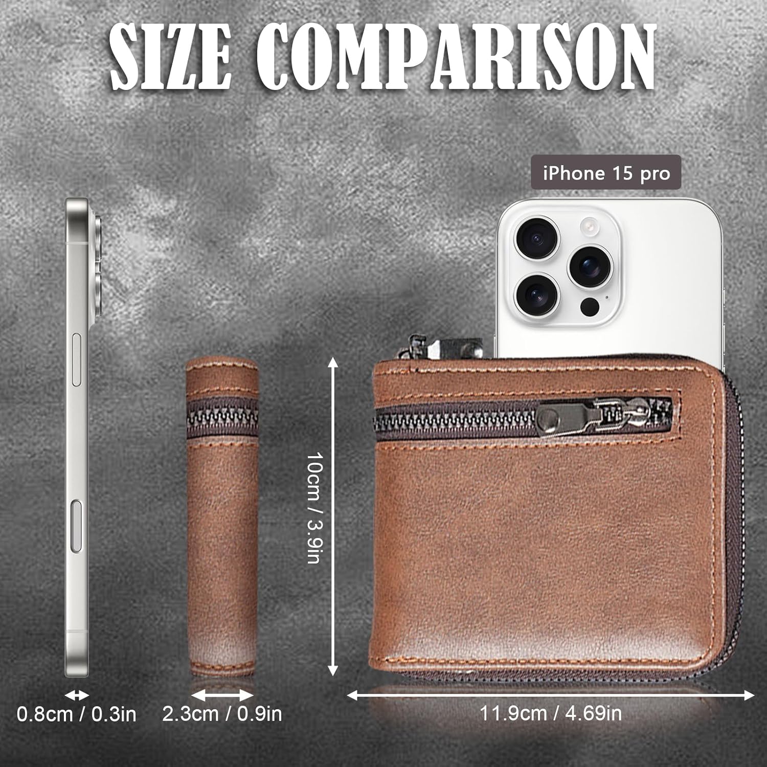 Vintage Genuine Leather Zipper Short Wallet - Unisex Compact Coin Purse with Dual Zipper Pockets