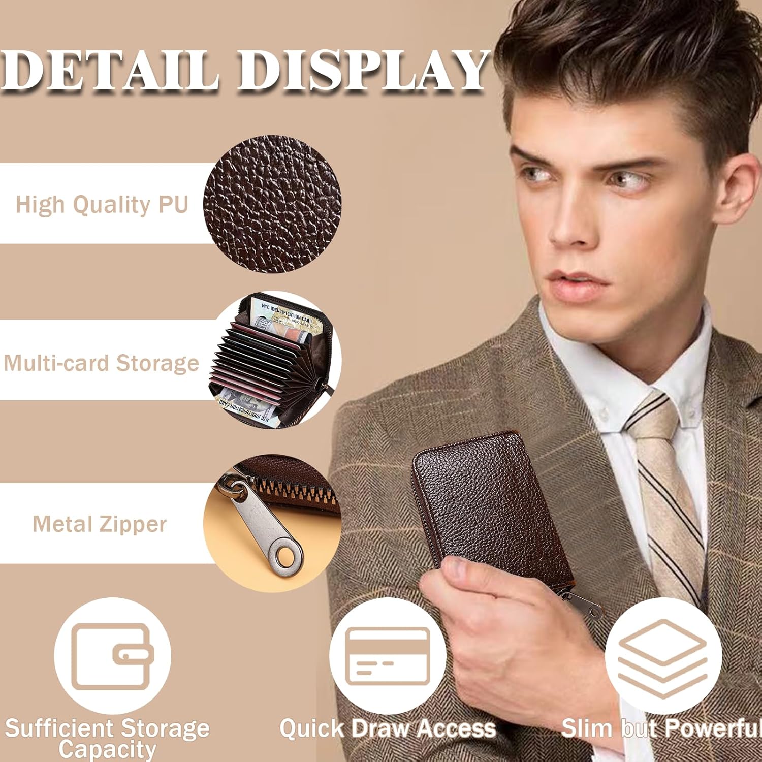 Genuine Leather Zipper Coin Purse – Compact Multi-Card Wallet for Men and Women