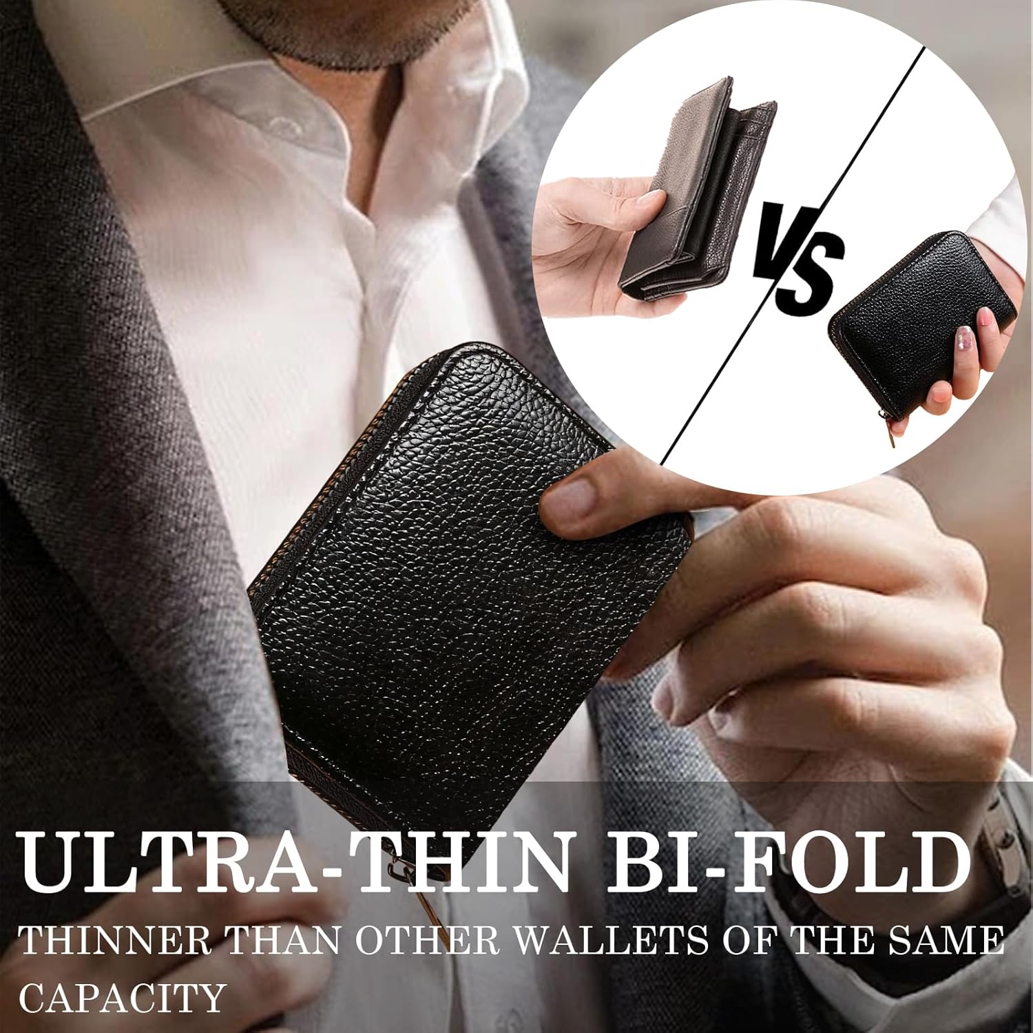 Genuine Leather Zipper Coin Purse – Compact Multi-Card Wallet for Men and Women