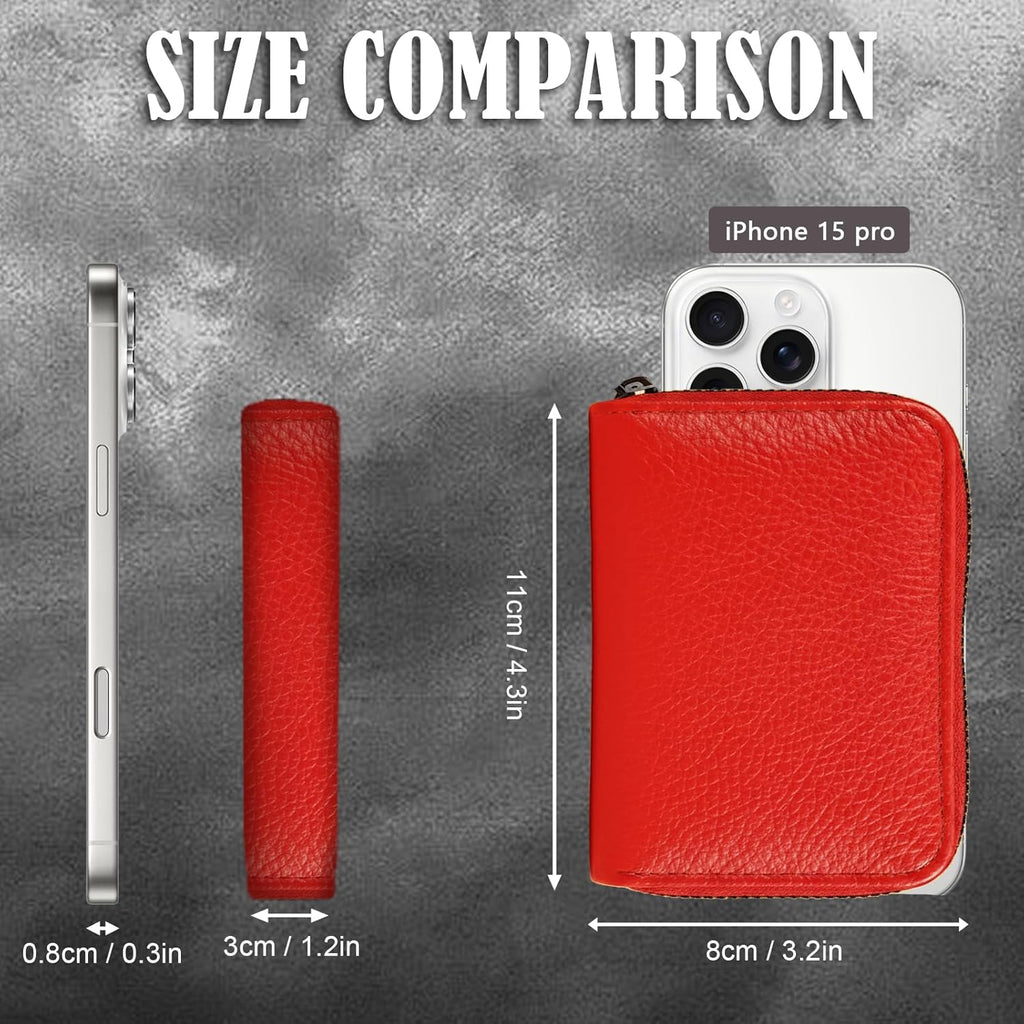 Genuine Leather Zipper Coin Purse – Compact Multi-Card Wallet for Men and Women